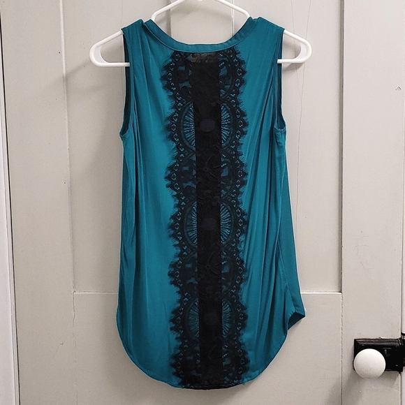 Ricki's women's xs emerald green tank with lace backing - Picture 4 of 8